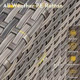 Weaxty 5 Pieces Wicker Patio Furniture Sets, Outdoor Sectional Sofas with Coffee Table, Thicken Cushion All Weather Rattan Patio Conversation Couch Set for Porch Balcony Yard Poolside, Dark Grey weaxty W