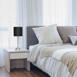 Simple Designs LT1076-BNB Tapered Fabric Drum Shade Table Lamp, Brushed Nickel and Black Simple Designs