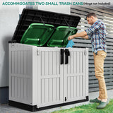 YITAHOME Light Gray Resin Tool Shed, 36 Cu Ft Waterproof Outdoor Horizontal Storage, Weather-Resistant Utility Shed with Air Vent for Trash and Lockable Doors, Garden Tools YITAHOME