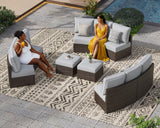 ZIENLIFE 11 Piece Outdoor Patio Furniture Set, Half Moon Patio Sectional Set with Soft Cushions and Ottoman, All Weather Rattan Wicker Curved Outdoor Sofa for Backyard Patio Garden ZIENLIFE