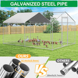 Raysfung Large Metal Chicken Coop, Walk-in Chicken Run Pen with Waterproof Cover, Spire Roof Poultry Cage for Outdoor, Backyard, Farm(9.7'Wx12.99'Lx6.4'H) Raysfung