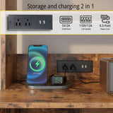 LIKIMIO Nightstand with Charging Station, 55" Tall End Side Table with Storage Cabinet, Small Bookshelf, for Living Room Office Bedroom, Vintage Brown LIKIMIO