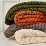 Chunky Cable Knit Throw Blanket Lightweight Burnt Orange 100% Organic Cotton Blanket for Sofa Couch Bed Baby Nursery, Rustic Shabby Chic Modern Farmhouse, 60” x 80” Give Laundering Bag Longhui bedding