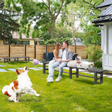 TECSPACE 71 Inches Aluminum Outdoor Weatherproof Bench Backless, 550 LBS Bearing Capacity Garden Porch Bench, Black TECSPACE