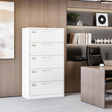 Yizosh 5-Drawer Metal Locking File Cabinet in White - Organiser for Home or Office Yizosh