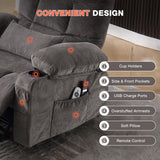MAHOMICO Power Lift Recliner Chair for Elderly with Vibration Massage and Lumbar Heating, Electric Lift Recliner Single Sofa with Side Pocket, Two Cup Holders and USB Charge Port for Living Room MAHOMICO