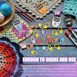 Kingdder 4 Pcs Stitch Counters LCD Finger Digital Row Counter with 100 Pcs Crochet Stitch Marker for Crocheting and Knitting Sewing Weaving, Resettable Finger Counter for Crochet, Knitting, Score, Lap Kingdder