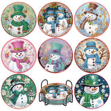 8 Pcs Christmas Diamond Painting Coasters Kits with Holder,DIY Snowman Diamond Art Coaster Kits for Adults & Kids,Paint with Diamonds Coasters Craft Supplies for Holiday Decor Gifts Apcufir