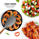 Zulay Kitchen Utensils Set Non-Stick Silicone Cooking Utensils Set with Authentic Acacia Wood Handles - 5 Piece Silicone Utensil Set - Silicone Kitchen Utensils Set with 464°F Heat Resistance - Gray Zulay Kitchen
