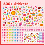 Cute & Cozy Coloring Book, 50 Sheets Warm Scenes with 600+ Stickers, Cute Animals- Themed Pages Stress Relief for Adults & Teens Relaxation, Comfy Day, Cozy Hygge Moment (8.3” x 8.3”) Gethelud