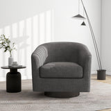 Swivel Barrel Accent Chair, Modern Round Linen Arm Chair for Living Room, Bedroom, Comfy Club Reading Chairs for Adults（Linen Fabric, Grey, Set of 2 DREAMSIDEA