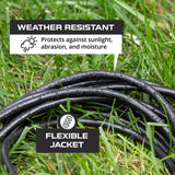Iron Forge Cable 3 Outlet Power Strip Outdoor Extension Cord 15 ft, 16/3 Weatherproof Heavy Duty Black Extension Cord with Multiple Outlets 3 Prong IRON FORGE CABLE