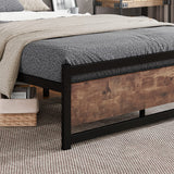 LOTCAIN Heavy Duty Metal Bed Frame with Wooden Headboard – Sturdy, Noise-Free Design for Twin XL/Queen/King Sizes LOTCAIN