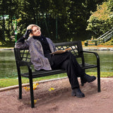 VEVOR Outdoor Bench,46 inches Metal Garden Bench for Outdoors, 480 lbs Load Capacity Bench, Outdoor Garden Park Bench with Backrest and Armrests, Patio Bench for Garden, Park, Yard, Front Porch VEVOR