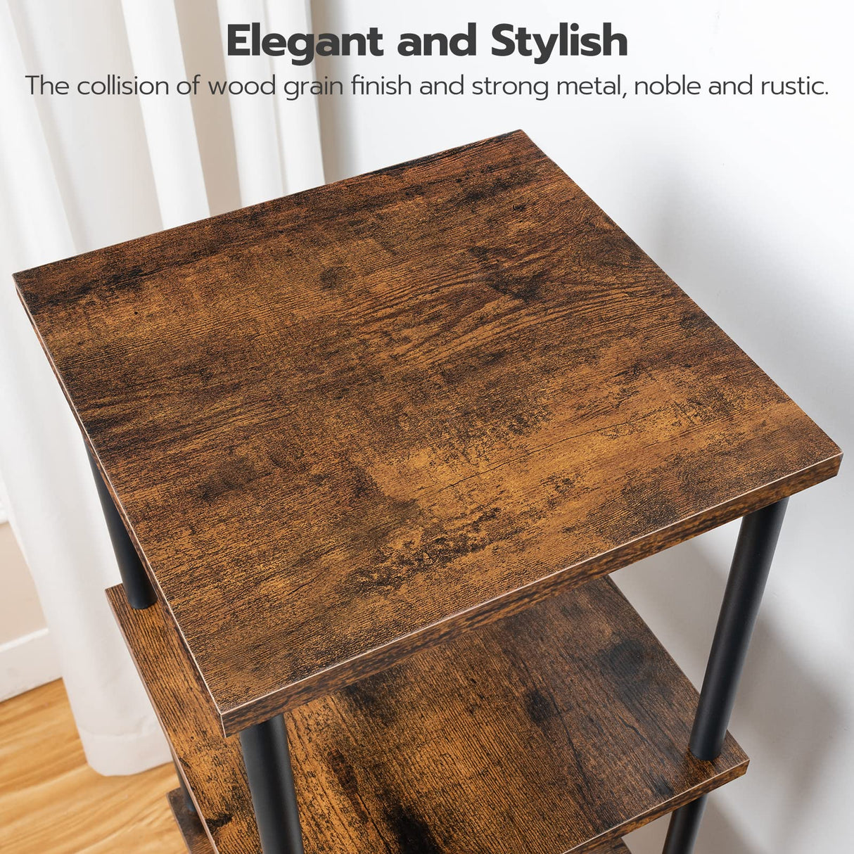 HOOBRO 6-Tier Rustic Brown and Black Corner Shelf for Stylish Storage and Display HOOBRO