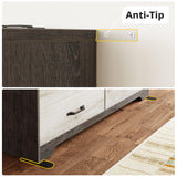 LIKIMIO 6 Drawer Dressers & Chests of Drawers for Bedroom, LED & USB Charging Modern Long Storage Cabinet, Mid-Century Tall Farmhouse Organizer Closet, Living Room Chest, Hallway, Rustic Wood LIKIMIO