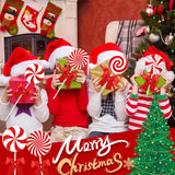 Christmas Wood Tabletop Decor Candy Standing Wooden Table Sign Red Christmas Tiered Tray Decor Rustic Christmas Candy Centerpieces for Xmas Holiday Party Home Kitchen Decor, 4 Pcs Augisteen