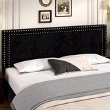 VECELO King Size Upholstered Platform Bed Frame with 4 Storage Drawers, Adjustable Velvet Rivet Decor Headboard, Wooden Slats Support, No Box Spring Needed, Easy Assembly VECELO