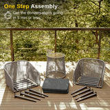 EAST OAK Breezeway Patio Furniture Set, 3-Piece Outside Bistro Set Handwoven Rattan Wicker Chairs with Waterproof Cushions, Tempered Glass Table, Outdoor Conversation Set, Light Grey & Dark Grey EAST OAK