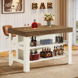 Tribesigns Home Bar Table Unit with Storage Shelves, 55.1-Inch Farmhouse Counter Height Bar Cabinet for Kitchen Dining Room Tribesigns