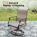 SUNSHINE VALLEY 9 Pieces Patio Dining Set for 8, Outdoor Dining Set with Teslin Fabric High Back Swivel Chairs & Black Metal Extendable Table, Outdoor Table and Chairs Set for Deck Backyare Garden SUNSHINE VALLEY