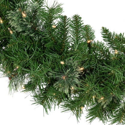 Northlight Pre-Lit Mixed Cashmere Pine Artificial Christmas Wreath Clear Lights, Green