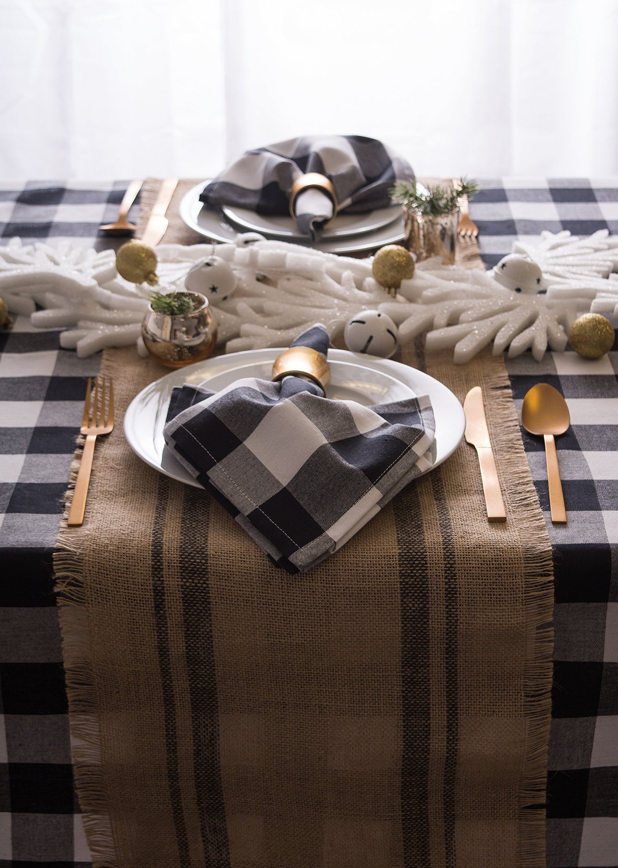 DII Jute Burlap Collection Kitchen Tabletop, Table Runner, 14x72, Double Border Gray DII