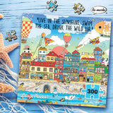 Re-marks Harbor City Illustrated Puzzle, 300-Piece Jigsaw Puzzle for All Ages Re-Marks