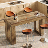 Tribesigns 63-Inch Counter Height Bar Table, High Top Pub Table with Sturdy Rectangular Base, for Home Living Room Coffee Kitchen Restaurant, Dining Room, Rustic Brown Tribesigns