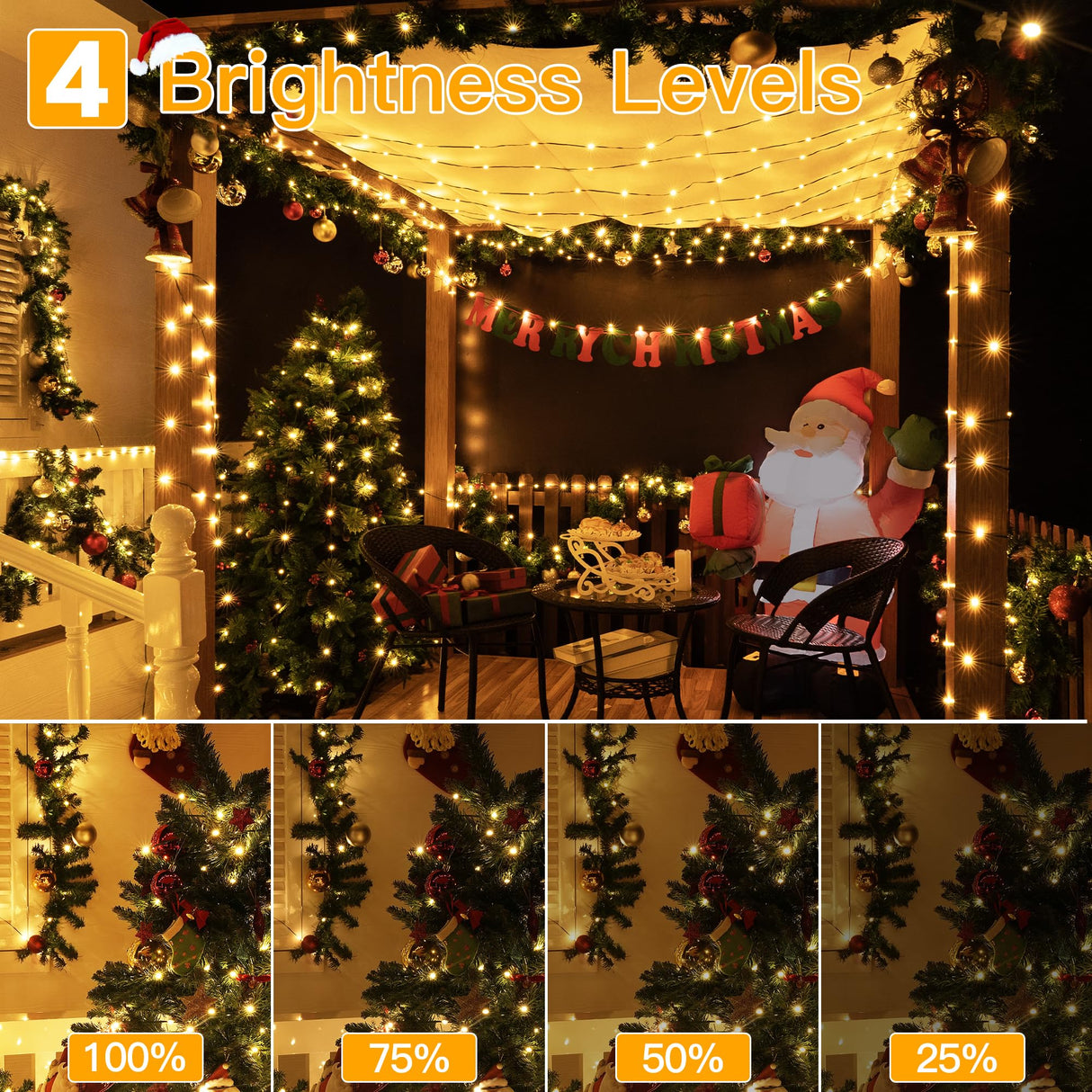 Ollny Christmas Lights 1000 LED 330 FT, IP67 Waterproof Plug in Christmas Tree Lights with Remote, 8 Modes, 3 Timers, Dimmable, House Xmas Indoor Decorations Outdoor Christmas Lights (Warm White) Ollny
