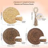 Round Woven Placemats Set of 6 (15 Inch) with Canvas Bag – Handwoven Water Hyacinth Table Mats, Boho Farmhouse Dining Decor, Heat Resistant Wicker Chargers by DECHUSE Dechuse