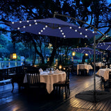 Yaheetech 10FT Solar Offset Umbrella with 32 LED Lights Cantilever Hanging Outdoor Umbrellas Handy Crank & Cross Base for Lawn/Deck/Backyard/Pool Navy Blue Yaheetech