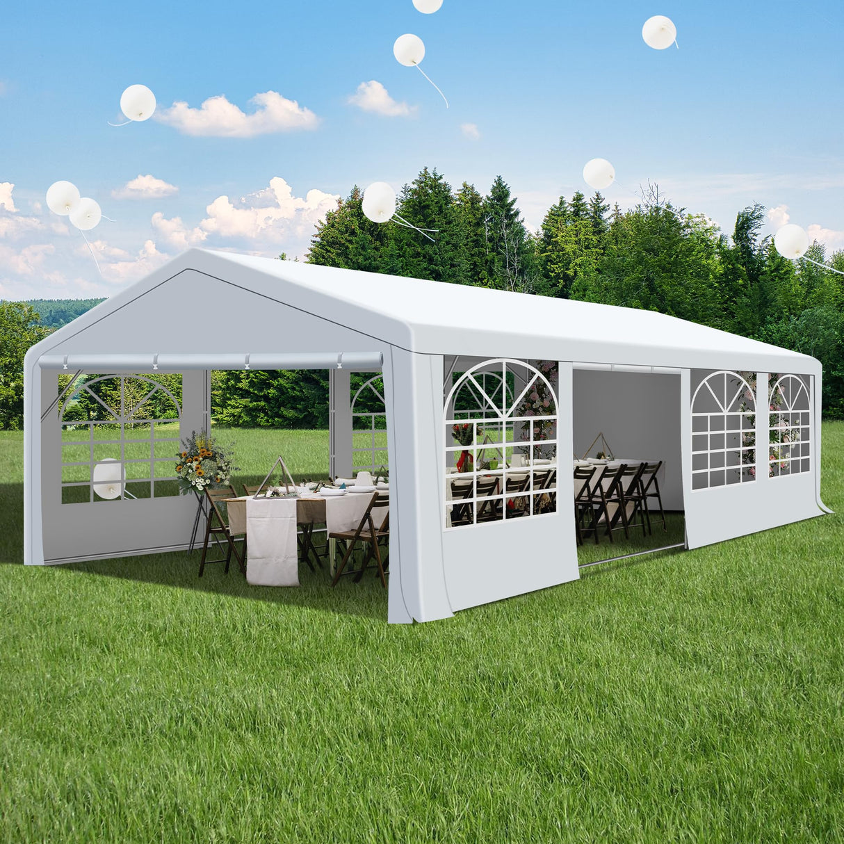 20' x 30' Heavy Duty Party Tent, Outdoor Large Wedding Tent with Removable Sidewalls, Event Canopy Shelter for Birthday Party, Outdoor Event Raysfung