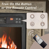 Redlife TV Stand with Fireplace for 65 Inch TV, Fireplace TV Stand, Farmhouse Entertainment Center with Fireplace, Media Console with Fireplace, TV Cabinet with Charging for Living Room (Brown) Redlifeᅟᅠ