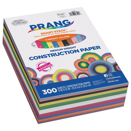 Prang (Formerly SunWorks) Smart-Stack Construction Paper, 11 Assorted Colors, 9" x 12", 300 Sheets Prang