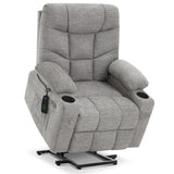 MCombo Power Lift Recliner Chair with Extended Footrest for Elderly People, Fabric 7287 (Light Grey, Medium) MCombo