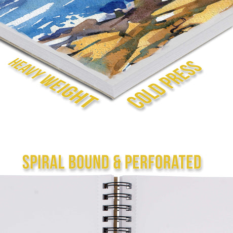 U.S. Art Supply 5.5" x 8.5" Premium Heavyweight Watercolor Painting Paper Pad, Pack of 3, 30 Sheets Each, 140lb (300gsm) - Spiral Bound, Cold Pressed, Acid-Free, Wet, Mixed Media - Artists, Students U.S. Art Supply