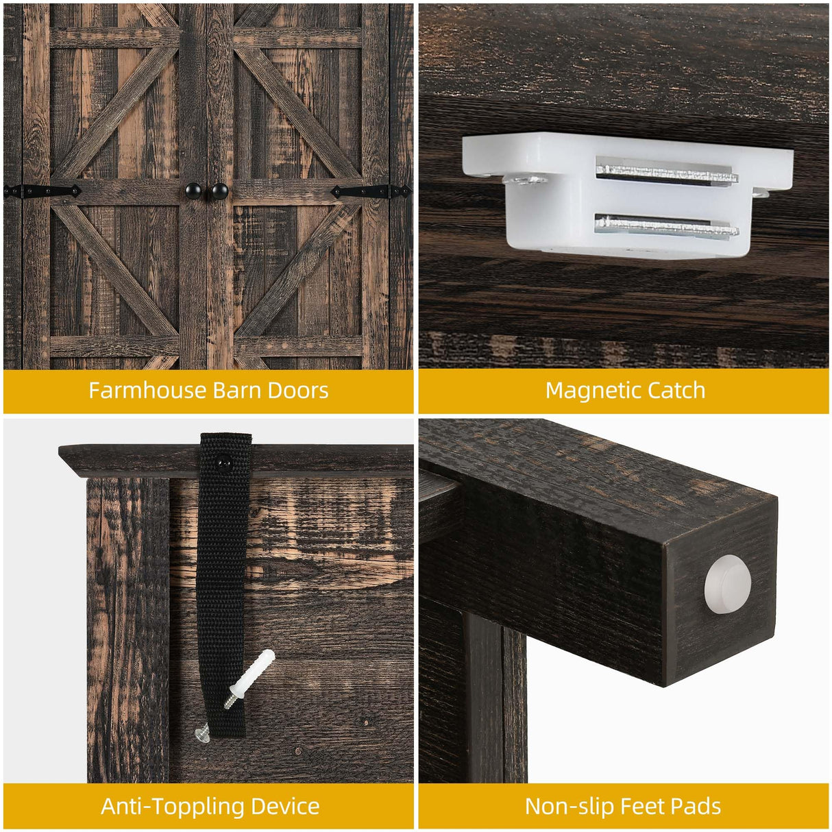 YITAHOME Farmhouse Kitchen Pantry Cabinet, 64.5" Tall Storage Cabinet with 2 Drawers & Adjustable Shelves, Ideal for Kitchen, Living Room, or Entryway, Dark Rustic YITAHOME