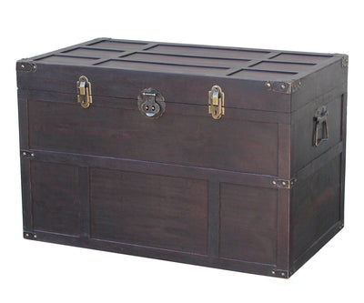 Vintiquewise QI003041LNEW Antique Style Wooden Steamer Trunk