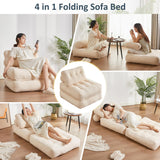 Afuson Folding Chair Bed, Futon Sofa Bed for Bedroom and Living Room, Convertible Floor Couch for Small Spaces, White Afuson