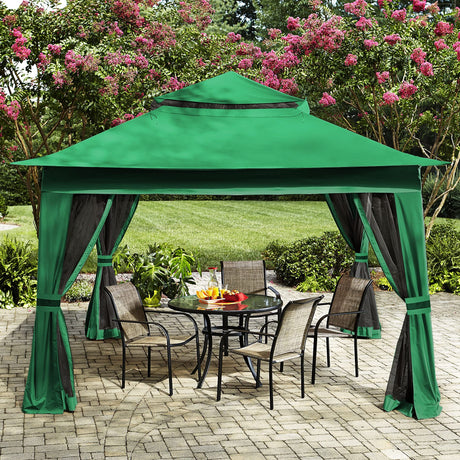 MASTERCANOPY Patio Gazebo Outdoor Pop Up Gazebo with Mesh Walls (Forest Green, 13x13) MASTERCANOPY