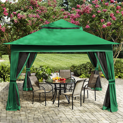MASTERCANOPY Patio Gazebo Outdoor Pop Up Gazebo with Mesh Walls (Forest Green, 13x13)