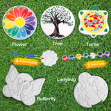 Weilim Paint Your Own Stepping Stones 5-Pack for Kids, Boys & Girls Ages 3-12, Butterfly, Turtle, Flower, Tree & Ladybug DIY Outdoor Garden Art & Craft Ceramic Painting Set Weilim