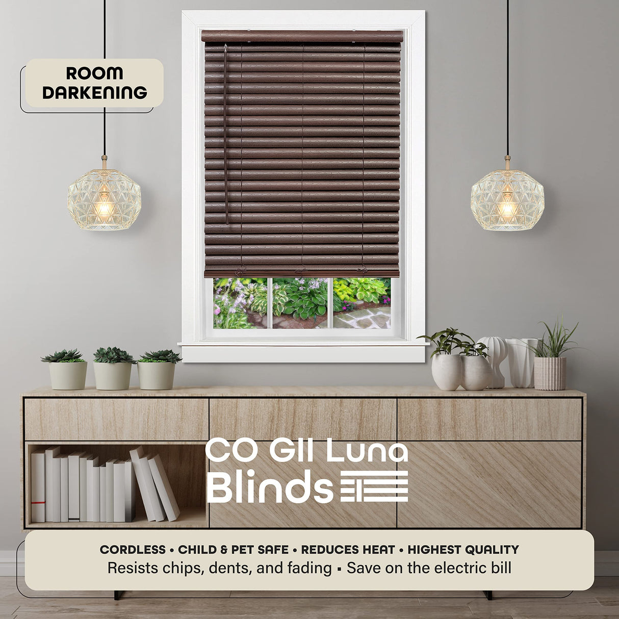 Achim Home Furnishing Cordless GII Luna 2" Slat Mahogany Venetian Window Blinds 43" W x 64" L PowerSellerUSA