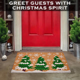 Christmas Tree Door Mat 30x17 Inch, Winter Holiday Welcome Mat for Covered Outdoor Area, Coir Doormat w/Non-Slip PVC Backing MAINEVENT