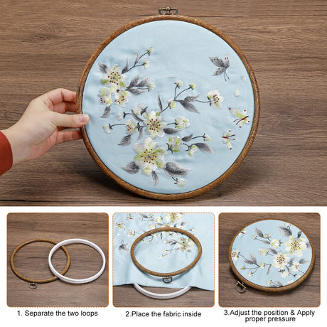 PATIKIL 5 Pieces 8 Inch Embroidery Hoops Frame Round Imitated Wood Circle Cross Stitch Hoop Ring for Embroidery Art Craft Handy Sewing Decoration PATIKIL