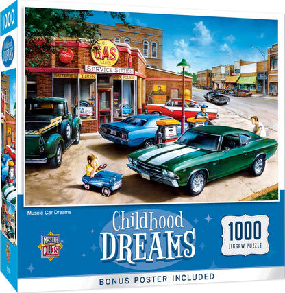 MasterPieces - 1000 Piece Jigsaw Puzzle, Muscle Car Dreams, Fun for Adults, Family, Kids, Matte Finish, 19.25" x 26.75