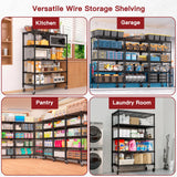 PrimeZone Wire Shelving Unit with Wheels, 5 Tier Adjustable NSF Certified Heavy Duty Metal Storage Shelves, Pantry Organizer Rack Rolling Kitchen Shelf for Closet Garage, 24" W x 18" D x 75" H, Black PrimeZone