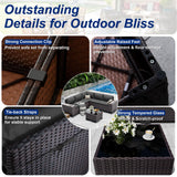 ASJMR Outdoor Patio Furniture Set, 6 Pieces Outdoor Sectional Furniture High Backrest Patio Sofa, All-Weather PE Rattan Patio Conversation Set with Coffee Table & Cushions-Black ASJMR