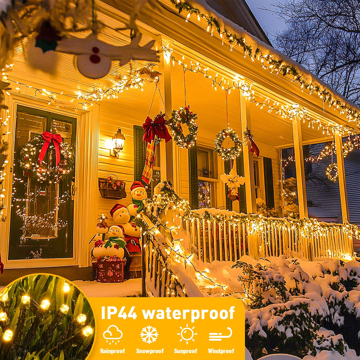 JMEXSUSS 1000 LED Warm White Christmas Lights: 328 Ft Warm String Lights Outdoor Waterproof - 8 Modes Christmas Tree Lights Plug in JMEXSUSS